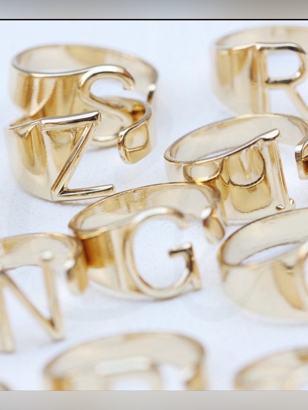 Plunder Gold Letter Monogram Ring — Shiny Gold Initial Band - Picture 3 of 8